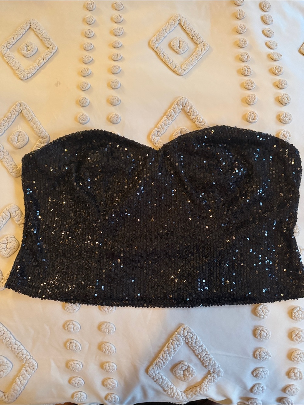 Black Sequin Strapless Bustier Camisole